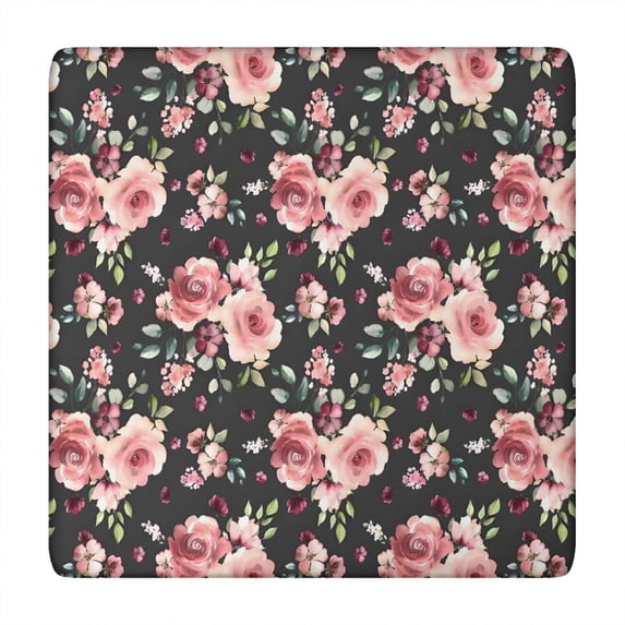 Pioneer Flower Floral Print Pattern Square Fitted Tablecloth with Elastic Edge,Square Table Cover,Washable Elastic Table Cover for Home Kitchen Party Decor 34"x34"
