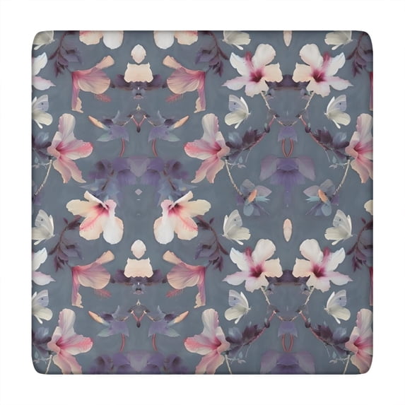 Pioneer Flower Floral Print Pattern Square Fitted Tablecloth with Elastic Edge,Square Table Cover,Washable Elastic Table Cover for Home Kitchen Party Decor 34"x34"