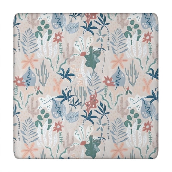 Pioneer Flower Floral Print Pattern Square Fitted Tablecloth with Elastic Edge,Square Table Cover,Washable Elastic Table Cover for Home Kitchen Party Decor 34"x34"