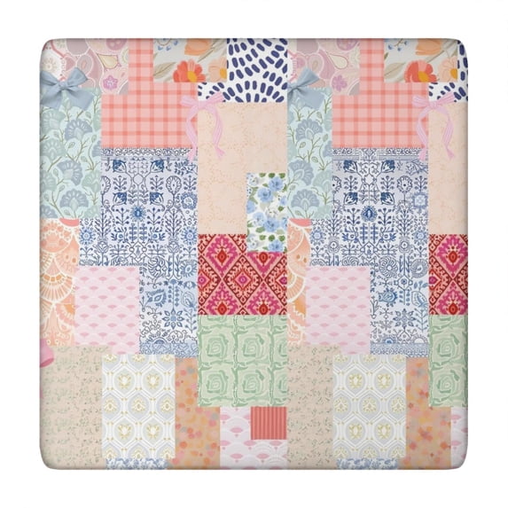 Pioneer Flower Floral Print Pattern Square Fitted Tablecloth with Elastic Edge,Square Table Cover,Washable Elastic Table Cover for Home Kitchen Party Decor 34"x34"