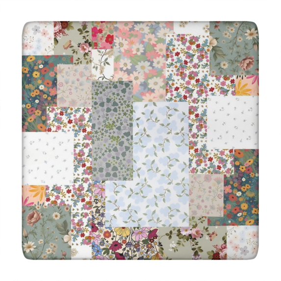 Pioneer Flower Floral Print Pattern Square Fitted Tablecloth with Elastic Edge,Square Table Cover,Washable Elastic Table Cover for Home Kitchen Party Decor 34"x34"