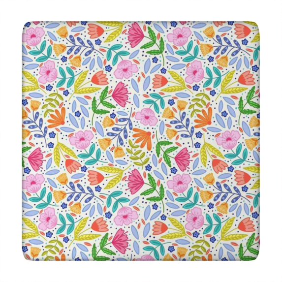 Pioneer Flower Floral Print Pattern Square Fitted Tablecloth with Elastic Edge,Square Table Cover,Washable Elastic Table Cover for Home Kitchen Party Decor 34"x34"