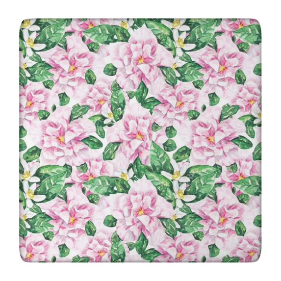 Pioneer Flower Floral Print Pattern Square Fitted Tablecloth with Elastic Edge,Square Table Cover,Washable Elastic Table Cover for Home Kitchen Party Decor 36"x36"