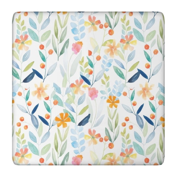 Pioneer Flower Floral Print Pattern Square Fitted Tablecloth with Elastic Edge,Square Table Cover,Washable Elastic Table Cover for Home Kitchen Party Decor 36"x36"