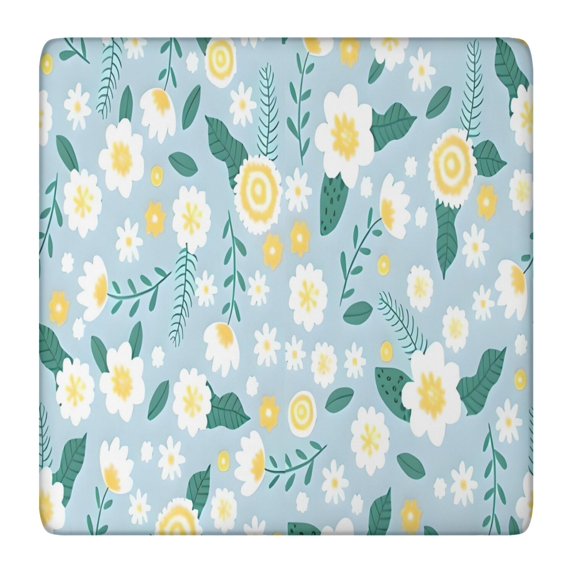 Pioneer Flower Floral Print Pattern Square Fitted Tablecloth with Elastic Edge,Square Table Cover,Washable Elastic Table Cover for Home Kitchen Party Decor 36"x36"