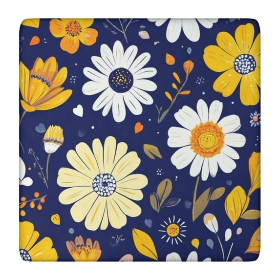 Pioneer Flower Floral Print Pattern Square Fitted Tablecloth with Elastic Edge,Square Table Cover,Washable Elastic Table Cover for Home Kitchen Party Decor 36"x36"