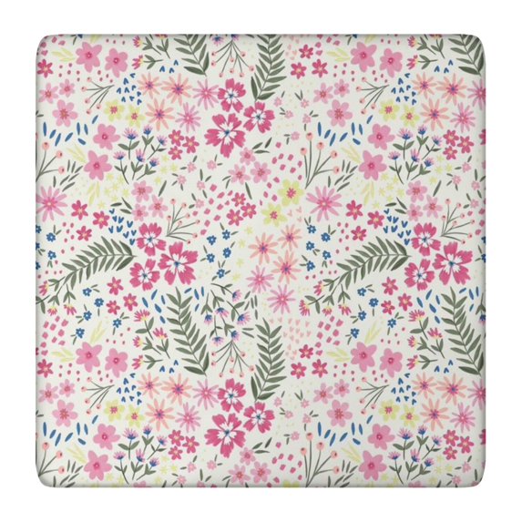 Pioneer Flower Floral Print Pattern Square Fitted Tablecloth with Elastic Edge,Square Table Cover,Washable Elastic Table Cover for Home Kitchen Party Decor 36"x36"
