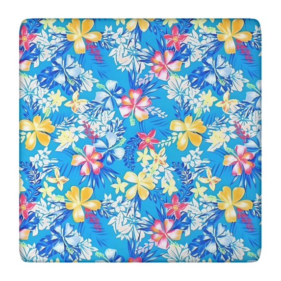 Pioneer Flower Floral Print Pattern Square Fitted Tablecloth with Elastic Edge,Square Table Cover,Washable Elastic Table Cover for Home Kitchen Party Decor 36"x36"