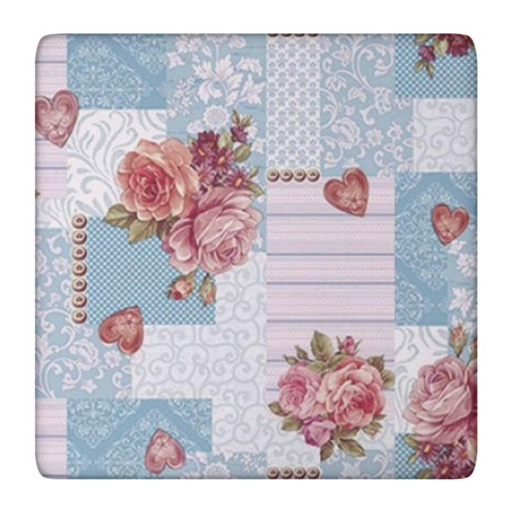 Pioneer Flower Floral Print Pattern Square Fitted Tablecloth with Elastic Edge,Square Table Cover,Washable Elastic Table Cover for Home Kitchen Party Decor 36"x36"
