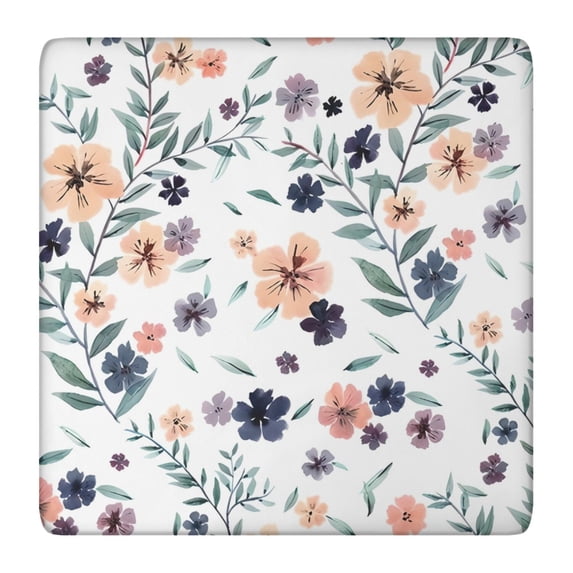 Pioneer Flower Floral Print Pattern Square Fitted Tablecloth with Elastic Edge,Square Table Cover,Washable Elastic Table Cover for Home Kitchen Party Decor 36"x36"