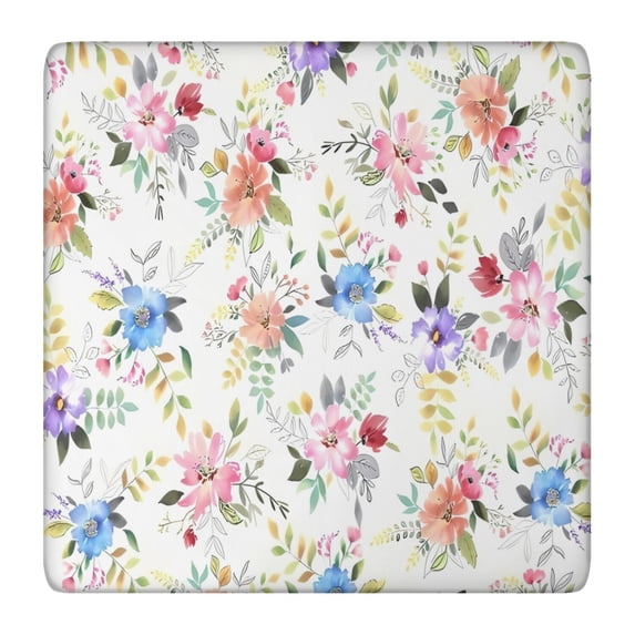 Pioneer Flower Floral Print Pattern Square Fitted Tablecloth with Elastic Edge,Square Table Cover,Washable Elastic Table Cover for Home Kitchen Party Decor 36"x36"