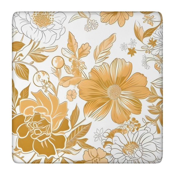 Pioneer Flower Floral Print Pattern Square Fitted Tablecloth with Elastic Edge,Square Table Cover,Washable Elastic Table Cover for Home Kitchen Party Decor 36"x36"