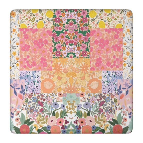 Pioneer Flower Floral Print Pattern Square Fitted Tablecloth with Elastic Edge,Square Table Cover,Washable Elastic Table Cover for Home Kitchen Party Decor 36"x36"