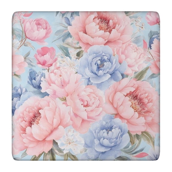 Pioneer Flower Floral Print Pattern Square Fitted Tablecloth with Elastic Edge,Square Table Cover,Washable Elastic Table Cover for Home Kitchen Party Decor 36"x36"