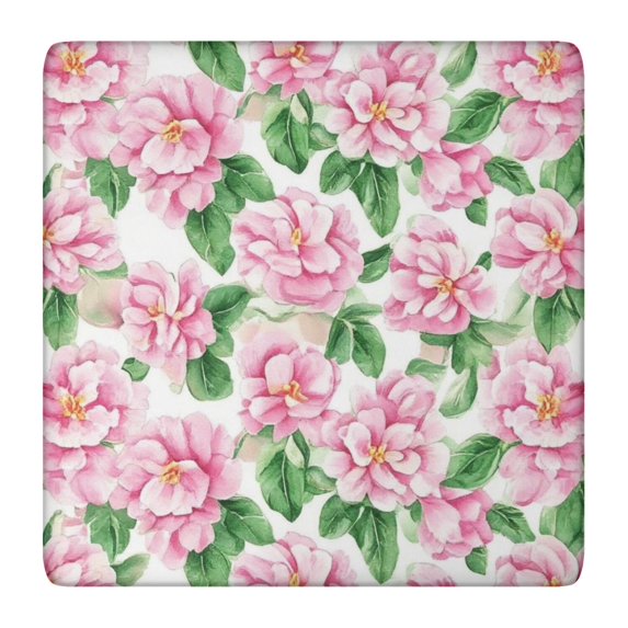 Pioneer Flower Floral Print Pattern Square Fitted Tablecloth with Elastic Edge,Square Table Cover,Washable Elastic Table Cover for Home Kitchen Party Decor 36"x36"