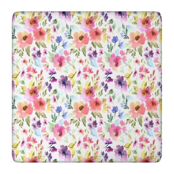 Pioneer Flower Floral Print Pattern Square Fitted Tablecloth with Elastic Edge,Square Table Cover,Washable Elastic Table Cover for Home Kitchen Party Decor 36"x36"