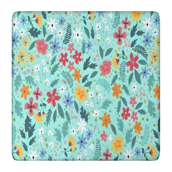 Pioneer Flower Floral Print Pattern Square Fitted Tablecloth with Elastic Edge,Square Table Cover,Washable Elastic Table Cover for Home Kitchen Party Decor 36"x36"
