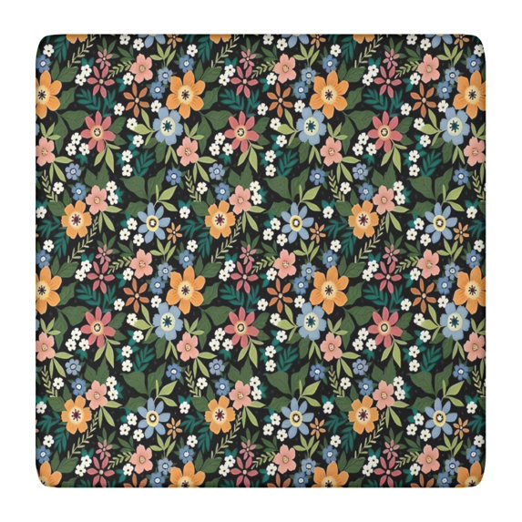 Pioneer Flower Floral Print Pattern Square Fitted Tablecloth with Elastic Edge,Square Table Cover,Washable Elastic Table Cover for Home Kitchen Party Decor 36"x36"