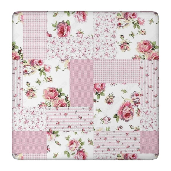 Pioneer Flower Floral Print Pattern Square Fitted Tablecloth with Elastic Edge,Square Table Cover,Washable Elastic Table Cover for Home Kitchen Party Decor 36"x36"