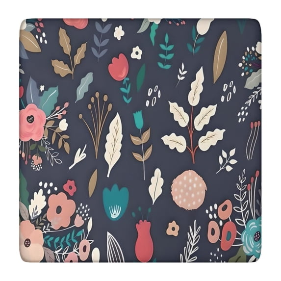 Pioneer Flower Floral Print Pattern Square Fitted Tablecloth with Elastic Edge,Square Table Cover,Washable Elastic Table Cover for Home Kitchen Party Decor 36"x36"