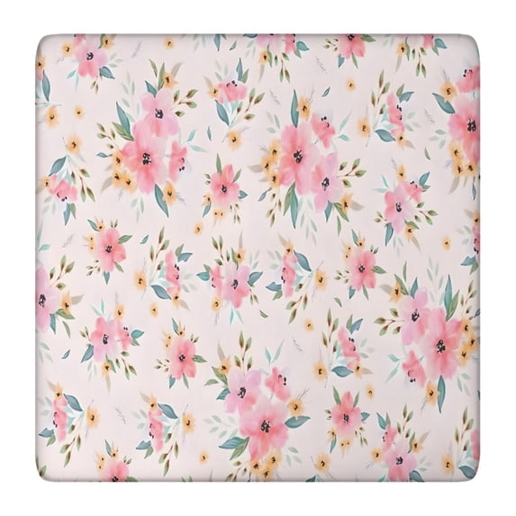 Pioneer Flower Floral Print Pattern Square Fitted Tablecloth with Elastic Edge,Square Table Cover,Washable Elastic Table Cover for Home Kitchen Party Decor 36"x36"