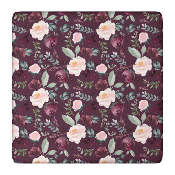 Pioneer Flower Floral Print Pattern Square Fitted Tablecloth with Elastic Edge,Square Table Cover,Washable Elastic Table Cover for Home Kitchen Party Decor 36"x36"
