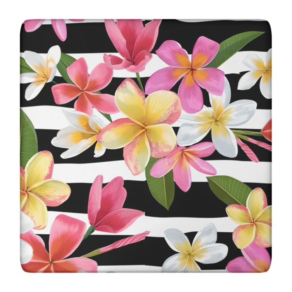 Pioneer Flower Floral Print Pattern Square Fitted Tablecloth with Elastic Edge,Square Table Cover,Washable Elastic Table Cover for Home Kitchen Party Decor 36"x36"