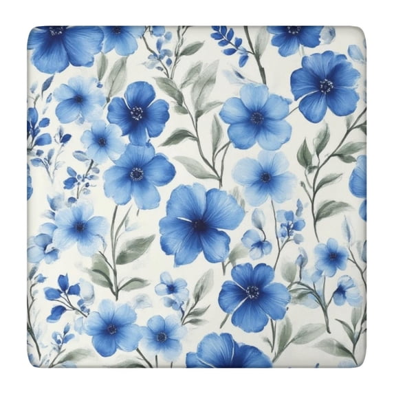 Pioneer Flower Floral Print Pattern Square Fitted Tablecloth with Elastic Edge,Square Table Cover,Washable Elastic Table Cover for Home Kitchen Party Decor 36"x36"