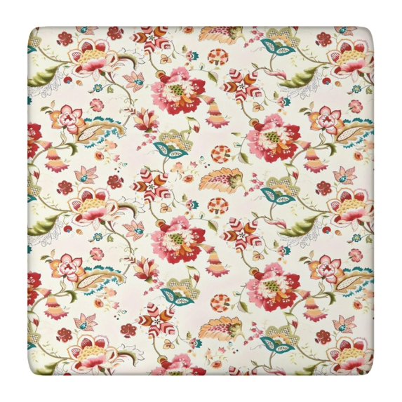 Pioneer Flower Floral Print Pattern Square Fitted Tablecloth with Elastic Edge,Square Table Cover,Washable Elastic Table Cover for Home Kitchen Party Decor 36"x36"