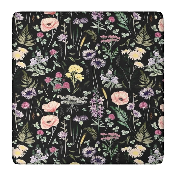 Pioneer Flower Floral Print Pattern Square Fitted Tablecloth with Elastic Edge,Square Table Cover,Washable Elastic Table Cover for Home Kitchen Party Decor 36"x36"