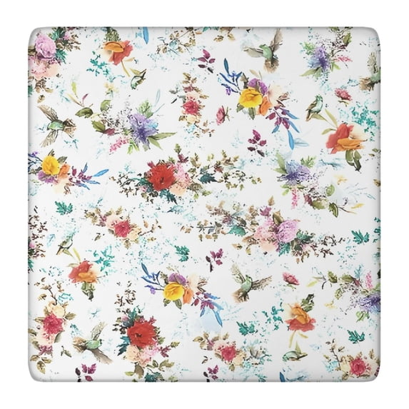 Pioneer Flower Floral Print Pattern Square Fitted Tablecloth with Elastic Edge,Square Table Cover,Washable Elastic Table Cover for Home Kitchen Party Decor 36"x36"