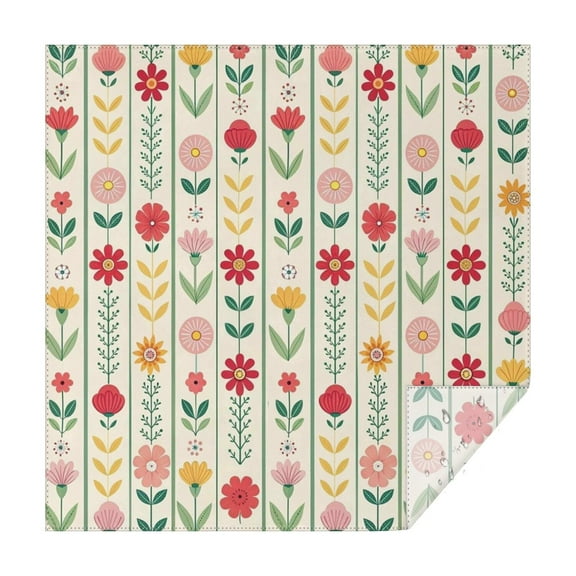 Pioneer Flower Floral Print Pattern Square Tablecloth,Waterproof Square Table Cover,Wipeable Spillproof Washable Table Cover for Home Kitchen Party Decor 60"x60"(152x152cm)