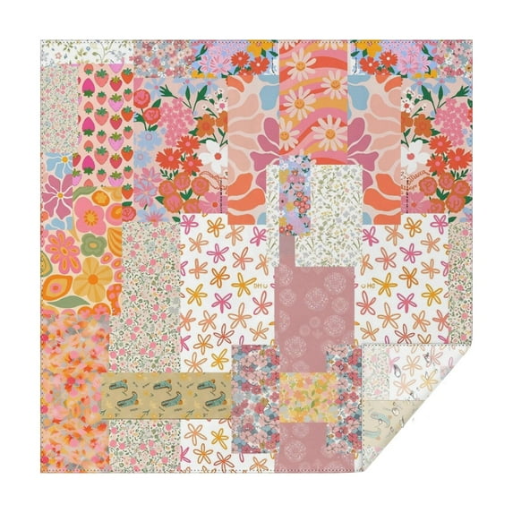 Pioneer Flower Floral Print Pattern Square Tablecloth,Waterproof Square Table Cover,Wipeable Spillproof Washable Table Cover for Home Kitchen Party Decor 60"x60"(152x152cm)