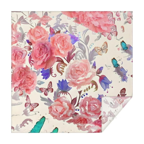 Pioneer Flower Floral Print Pattern Square Tablecloth,Waterproof Square Table Cover,Wipeable Spillproof Washable Table Cover for Home Kitchen Party Decor 60"x60"(152x152cm)