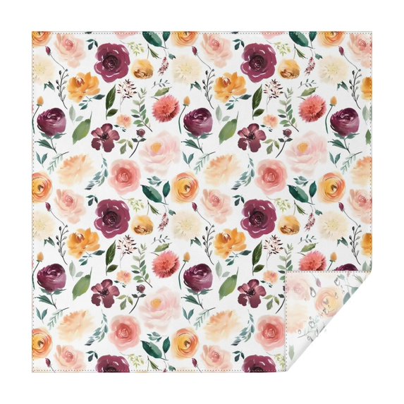 Pioneer Flower Floral Print Pattern Square Tablecloth,Waterproof Square Table Cover,Wipeable Spillproof Washable Table Cover for Home Kitchen Party Decor 42"X42"(107x107cm)