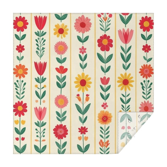 Pioneer Flower Floral Print Pattern Square Tablecloth,Waterproof Square Table Cover,Wipeable Spillproof Washable Table Cover for Home Kitchen Party Decor 42"X42"(107x107cm)