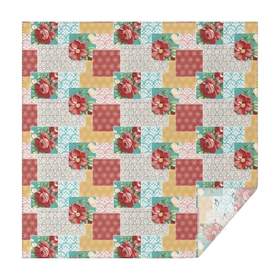 Pioneer Flower Floral Print Pattern Square Tablecloth,Waterproof Square Table Cover,Wipeable Spillproof Washable Table Cover for Home Kitchen Party Decor 52"x52"(132x132cm)