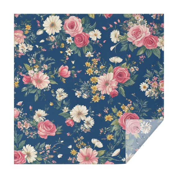Pioneer Flower Floral Print Pattern Square Tablecloth,Waterproof Square Table Cover,Wipeable Spillproof Washable Table Cover for Home Kitchen Party Decor 52"x52"(132x132cm)