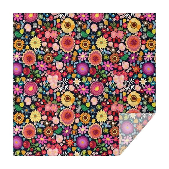 Pioneer Flower Floral Print Pattern Square Tablecloth,Waterproof Square Table Cover,Wipeable Spillproof Washable Table Cover for Home Kitchen Party Decor 52"x52"(132x132cm)