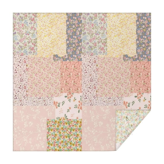 Pioneer Flower Floral Print Pattern Square Tablecloth,Waterproof Square Table Cover,Wipeable Spillproof Washable Table Cover for Home Kitchen Party Decor 42"X42"(107x107cm)