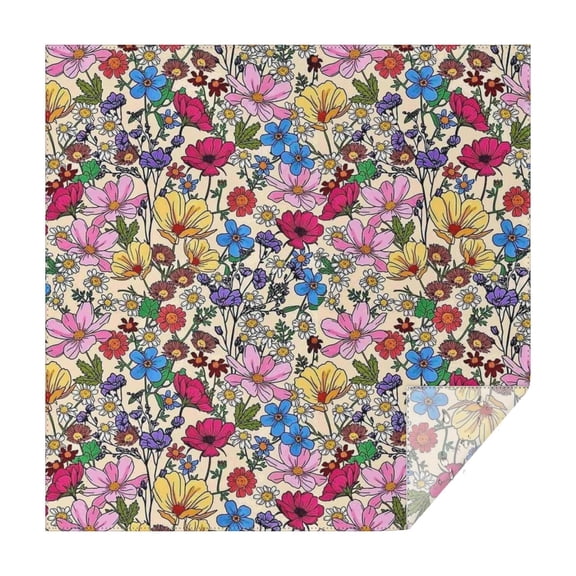 Pioneer Flower Floral Print Pattern Square Tablecloth,Waterproof Square Table Cover,Wipeable Spillproof Washable Table Cover for Home Kitchen Party Decor 42"X42"(107x107cm)