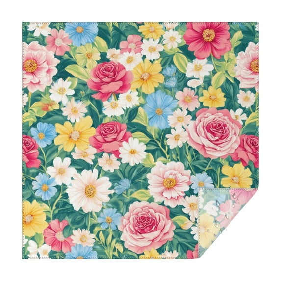 Pioneer Flower Floral Print Pattern Square Tablecloth,Waterproof Square Table Cover,Wipeable Spillproof Washable Table Cover for Home Kitchen Party Decor 42"X42"(107x107cm)