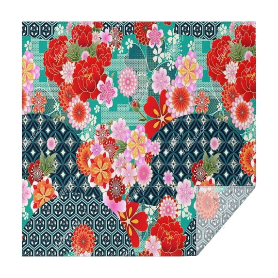 Pioneer Flower Floral Print Pattern Square Tablecloth,Waterproof Square Table Cover,Wipeable Spillproof Washable Table Cover for Home Kitchen Party Decor 42"X42"(107x107cm)