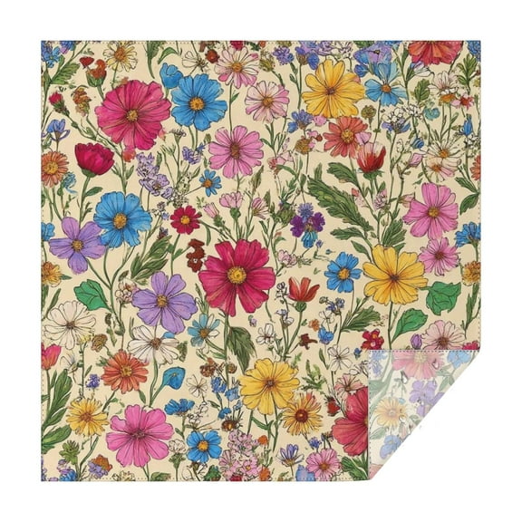 Pioneer Flower Floral Print Pattern Square Tablecloth,Waterproof Square Table Cover,Wipeable Spillproof Washable Table Cover for Home Kitchen Party Decor 52"x52"(132x132cm)