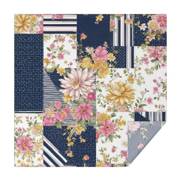 Pioneer Flower Floral Print Pattern Square Tablecloth,Waterproof Square Table Cover,Wipeable Spillproof Washable Table Cover for Home Kitchen Party Decor 42"X42"(107x107cm)