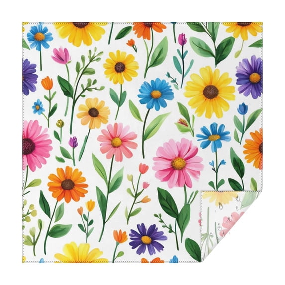 Pioneer Flower Floral Print Pattern Square Tablecloth,Waterproof Square Table Cover,Wipeable Spillproof Washable Table Cover for Home Kitchen Party Decor 52"x52"(132x132cm)