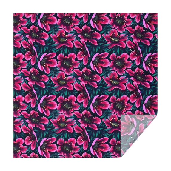 Pioneer Flower Floral Print Pattern Square Tablecloth,Waterproof Square Table Cover,Wipeable Spillproof Washable Table Cover for Home Kitchen Party Decor 60"x60"(152x152cm)