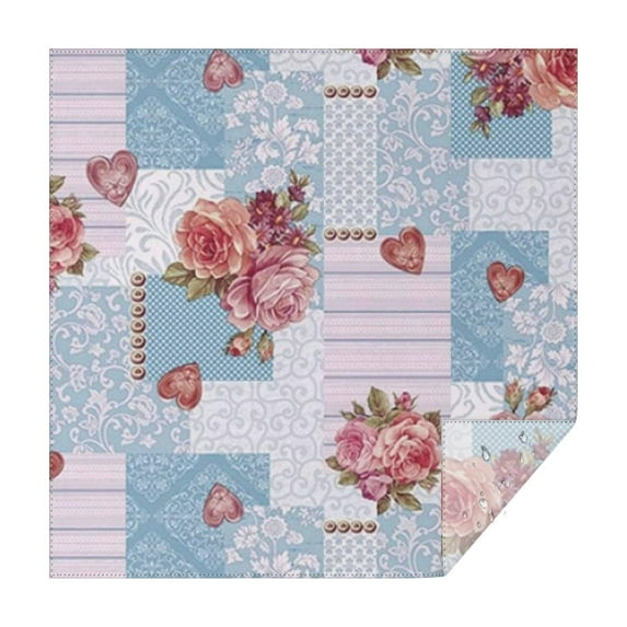 Pioneer Flower Floral Print Pattern Square Tablecloth,Waterproof Square Table Cover,Wipeable Spillproof Washable Table Cover for Home Kitchen Party Decor 42"X42"(107x107cm)