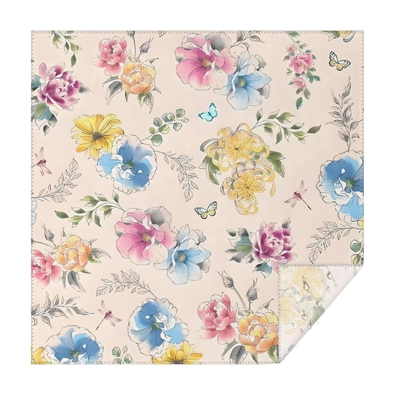 Pioneer Flower Floral Print Pattern Square Tablecloth,Waterproof Square Table Cover,Wipeable Spillproof Washable Table Cover for Home Kitchen Party Decor 52"x52"(132x132cm)