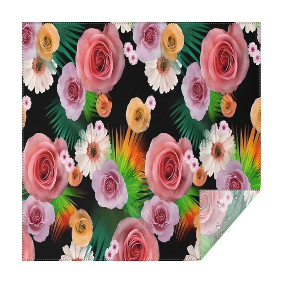 Pioneer Flower Floral Print Pattern Square Tablecloth,Waterproof Square Table Cover,Wipeable Spillproof Washable Table Cover for Home Kitchen Party Decor 60"x60"(152x152cm)